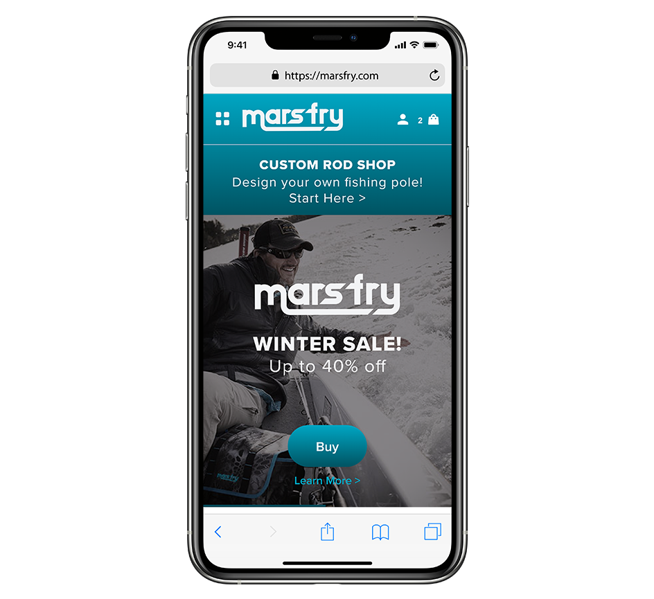 Mars Fry website presented on a phone display